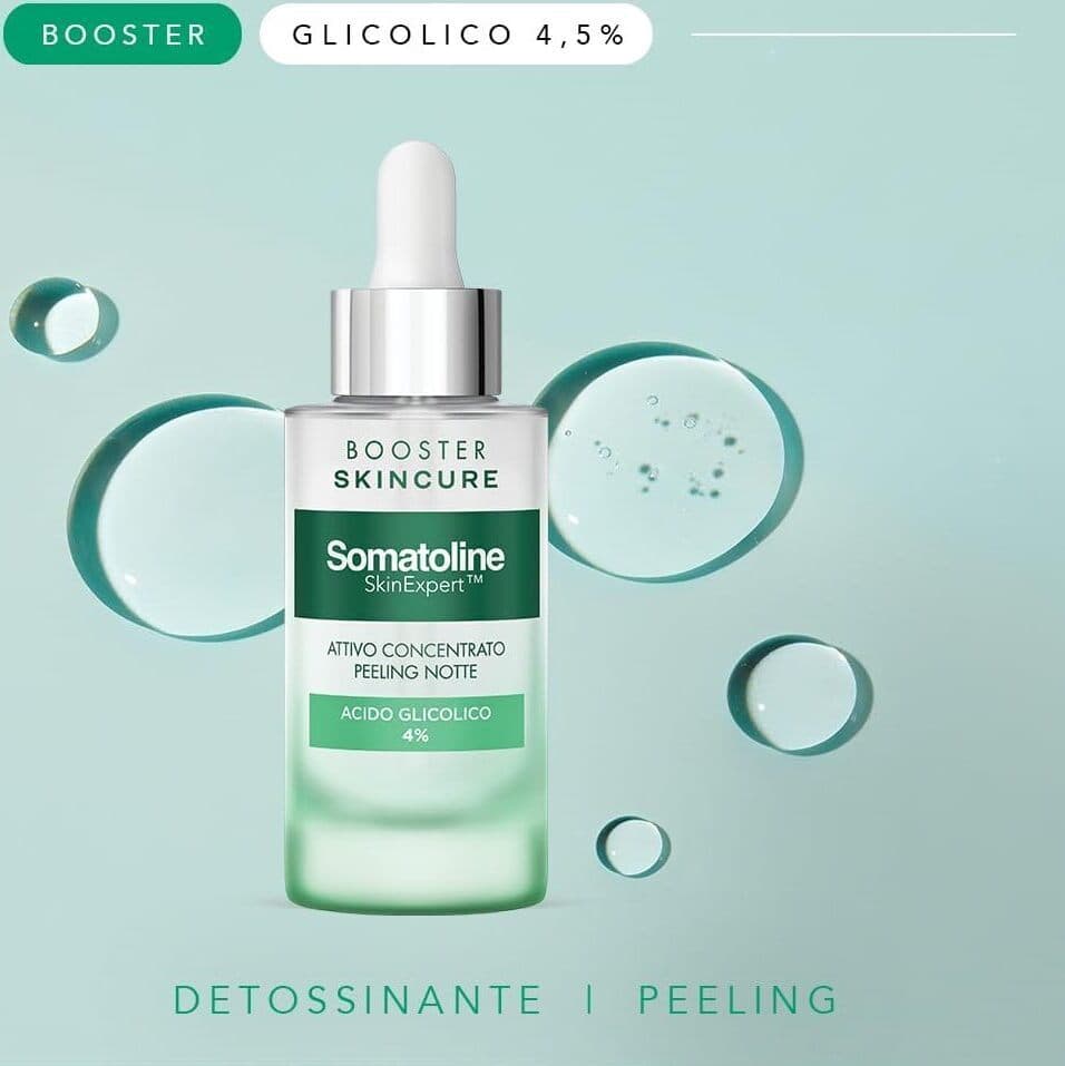 Siero Viso Esfoliante Somatoline SkinExpert Skincure Booster con Acido Glicolico 4,5% - 30ml: Trattamento Intensivo Esfoliante e Rigenerante per la Pelle