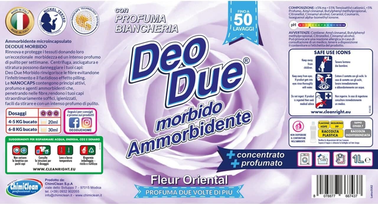 3 X Ammorbidente Deo Due Morbido Fleur Oriental 1 kg - Freschezza Duratura e Profumo Intenso