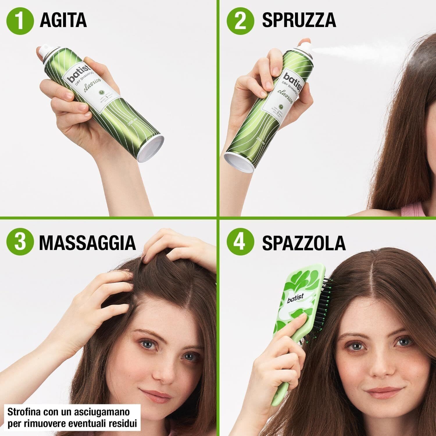 Batist Shampoo Secco Classico, Shampoo a secco ravvivante per capelli perfetti in soli 3 minuti, senz'acqua, Shampoo secco adatto a tutti i tipi di capelli, 200 ml, Made in Italy