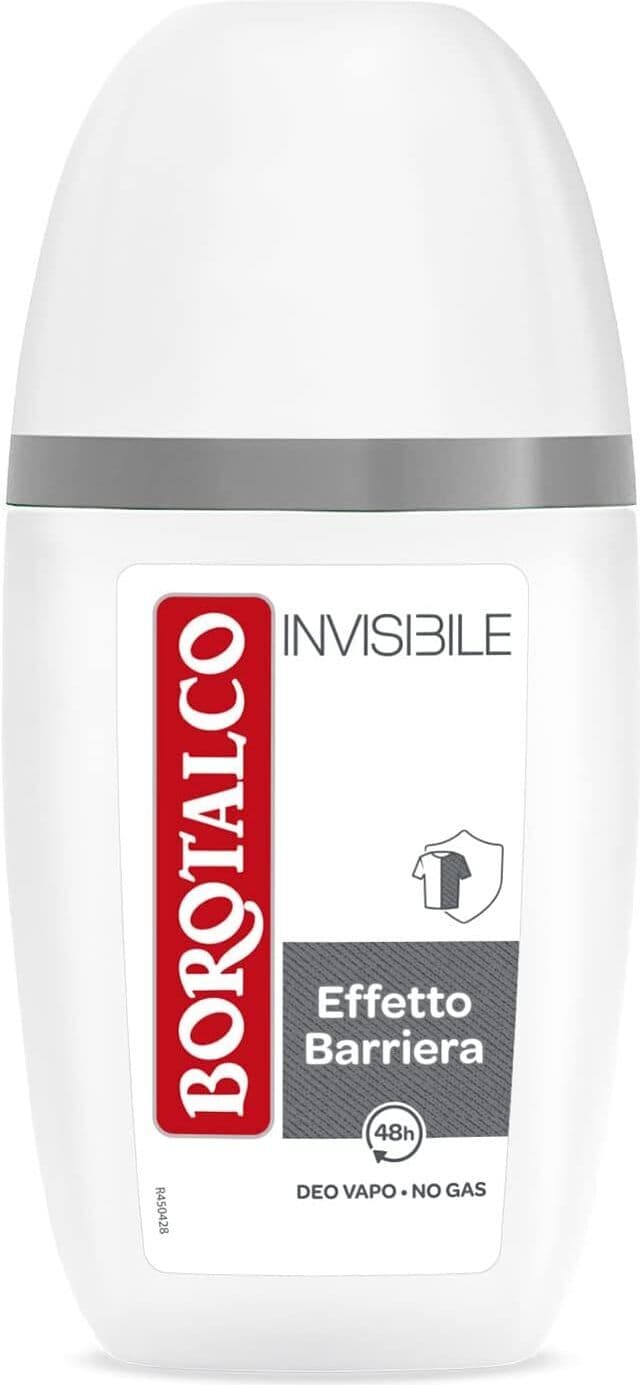 Deodorante spray invisibile con profumo classico Borotalco. Flacone da 75 ml.