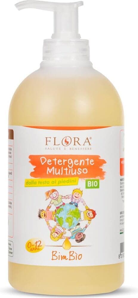 Detergente Multiuso Biologico FLORA BimBìo 500 ml - Codici BDIH-CODEX-DEMETER-COSMOS-BIO - Igiene Quotidiana Mani, Sederino, Corpo e Capelli