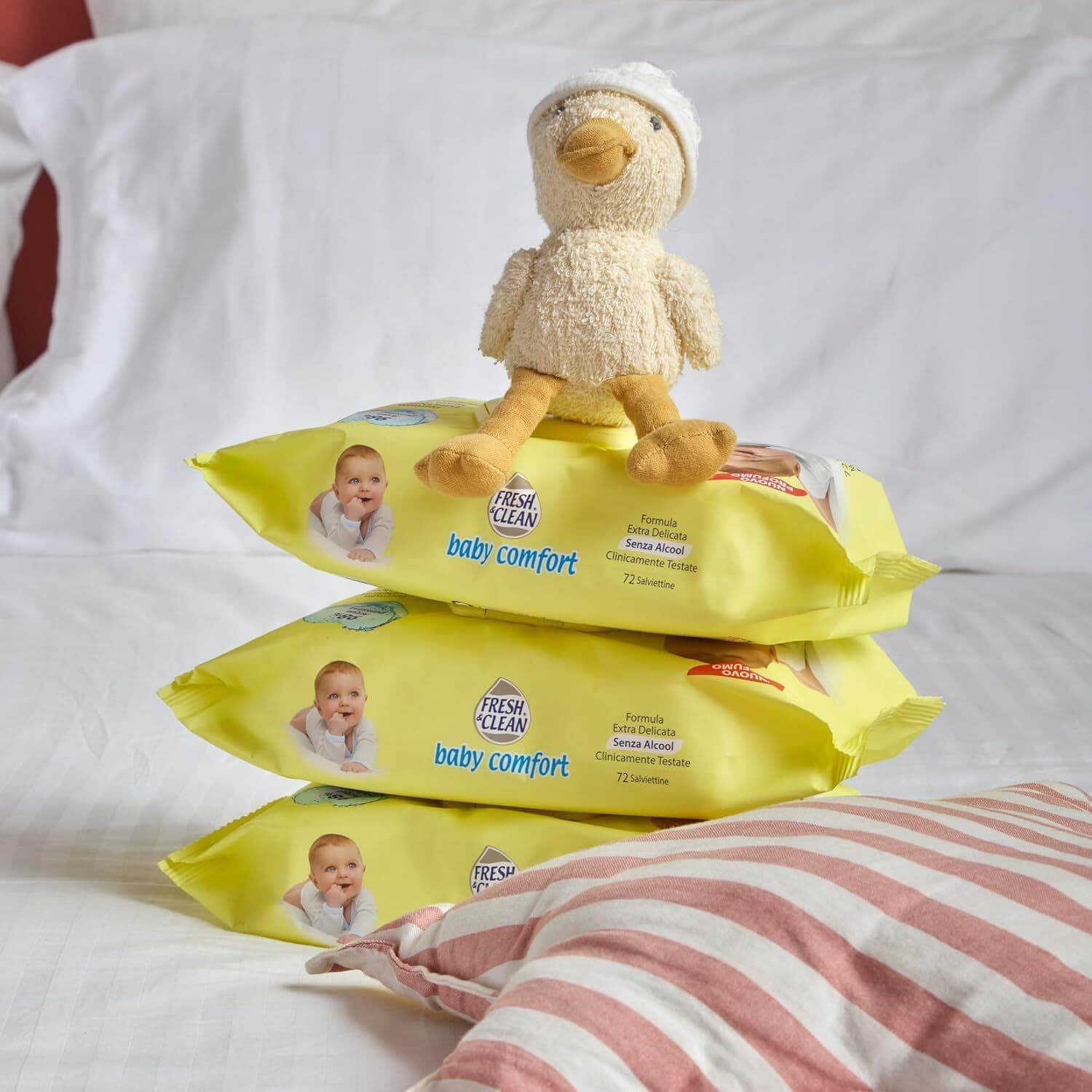 Salviettine Neonato Extra Delicate Fresh & Clean Baby Comfort - Senza Alcool, Tessuto Maxi Spessore, Morbidezza Superiore, Assorbenza Elevata, Confezione da 72 Pezzi