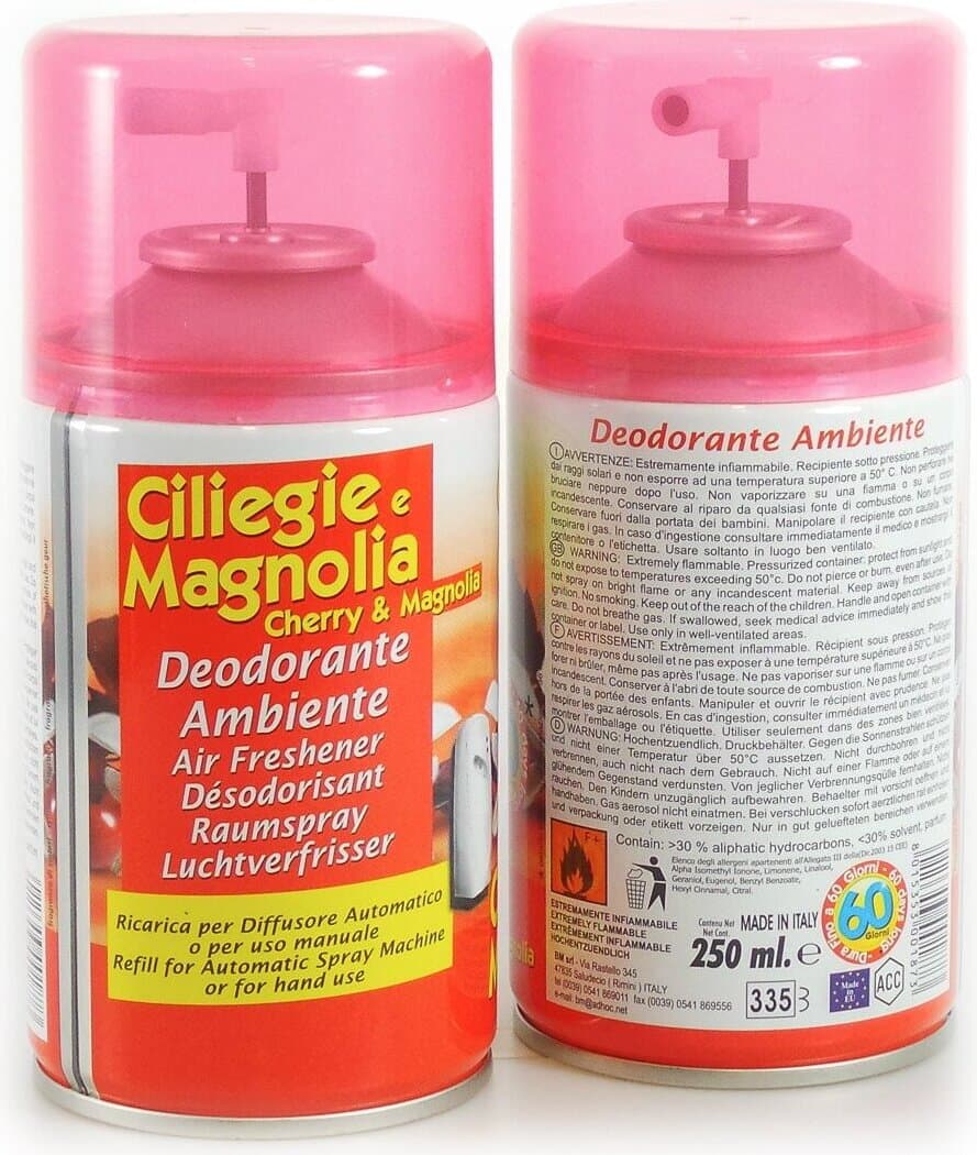 Ciliegie e Magnolia Deodorante Ambiente 250 ml Ricarica Diffusore Automatico X 12 Pezzi