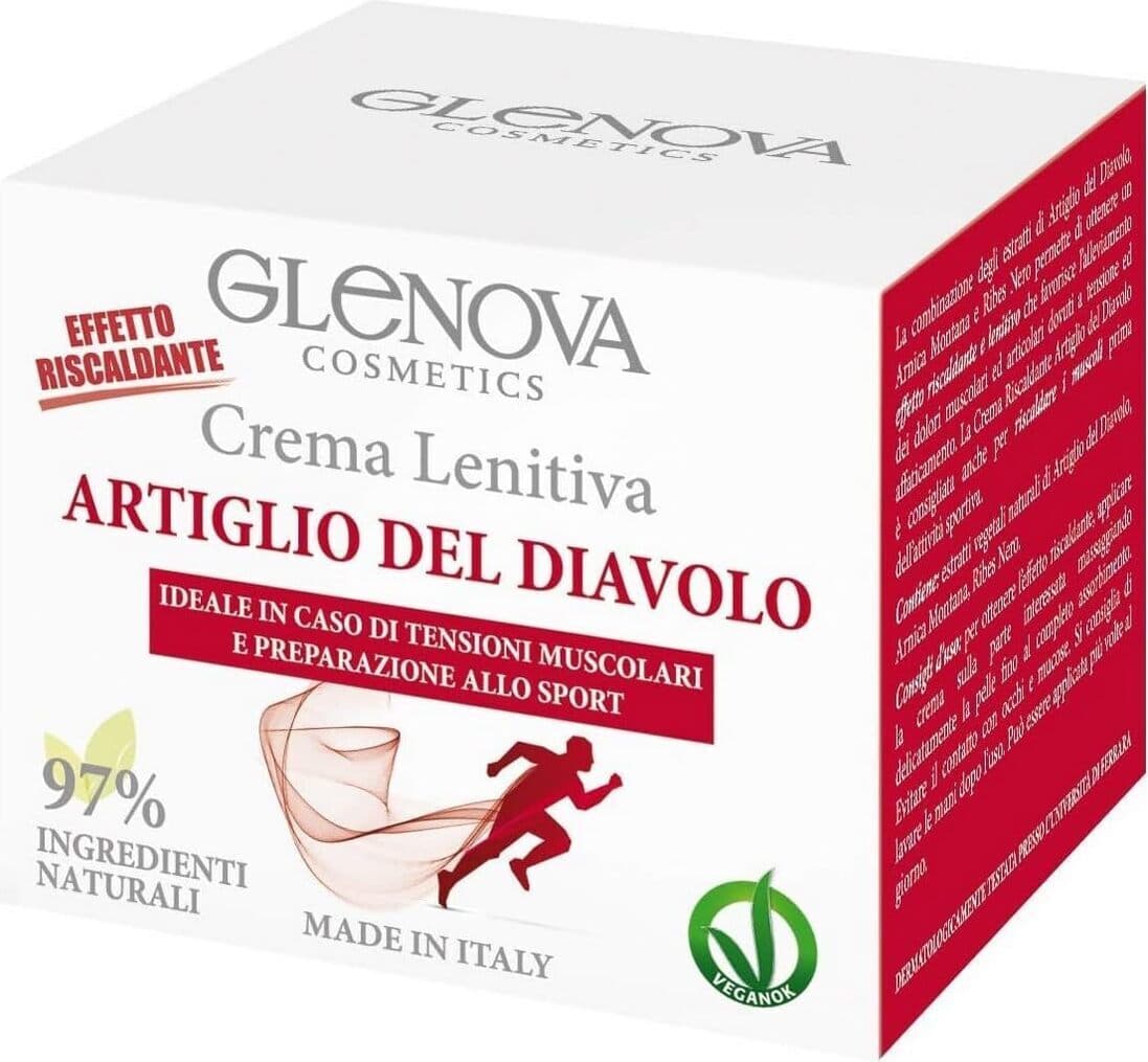 Crema Riscaldante Lenitiva GLENOVA Cosmetics con Artiglio del Diavolo 125ml - Allevia Tensioni Muscolari, Perfetta per Preparazione Sportiva