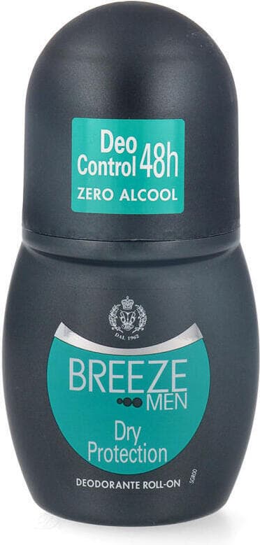 Deodorante Roll-on Breeze Men Dry Protection Lufterfrischer, 48 Ore di Protezione, 0% Alcol, 50ml