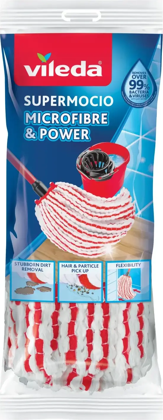 Ricambio Mocio Vileda in Microfibre & Power - Perfetto per Pulizia Profonda