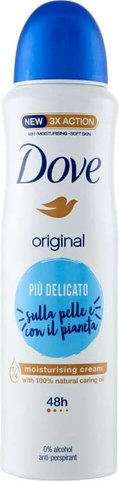 DEO. DOVE 150 ML SPRAY ORIGINAL PIU DELICATO SULLA PELLE E CON IL PIANETA X 4 Pezzi
