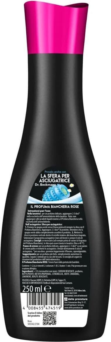 Dr. Beckmann Profumo per Bucato in Lavatrice, Fragranza di Rose, 250 ml - Detersivo Profumato Intenso