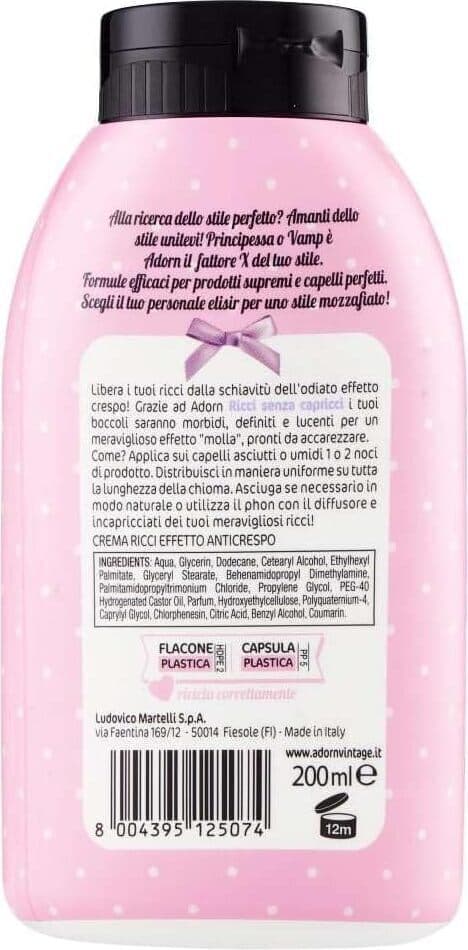 3 X Crema per Ricci Anticrespo Adorn Caring Senza Capricci, 200 ml - Trattamento Idratante Definizione Ricci