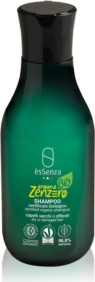 Shampoo Biologico per Capelli Secchi e Sfibrati - ESSENZA BIO Argan & Zenzero - Nutriente e Rinforzante - 250 ml