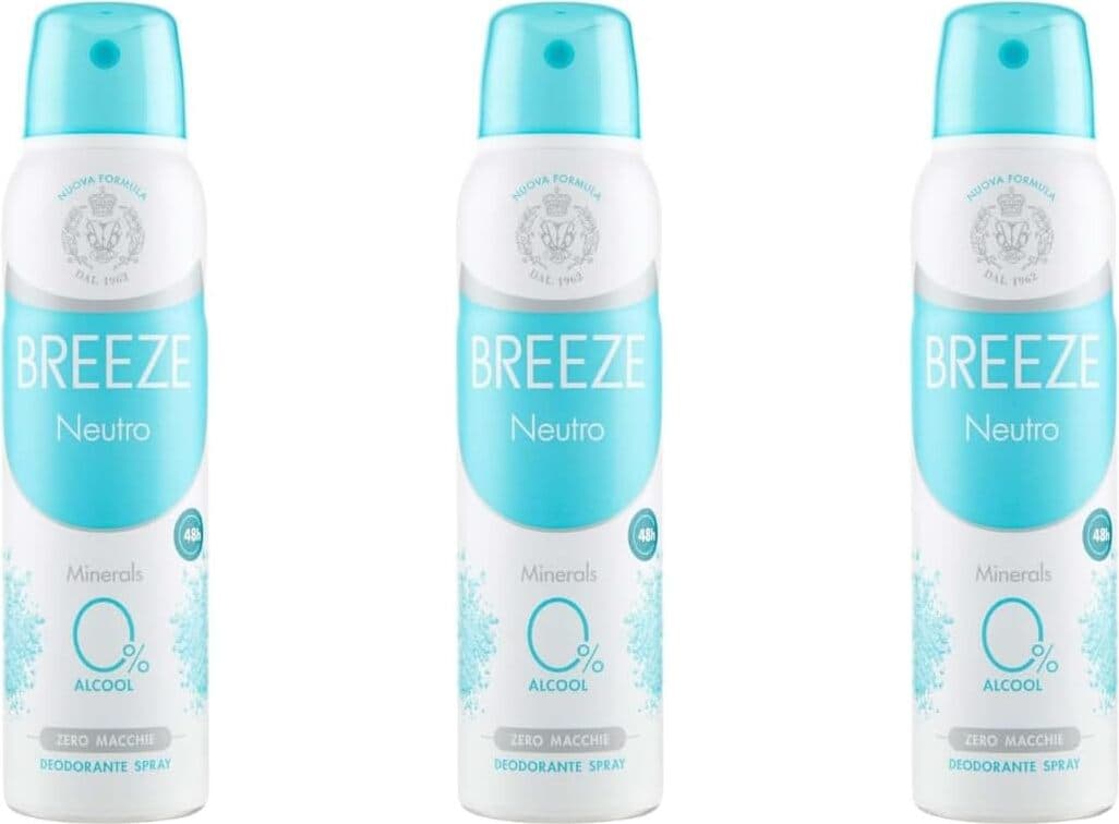 3 X Deodorante Spray Breeze Neutro 150ml - Elimina Odori, Freschezza Duratura