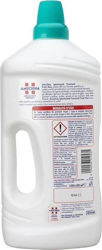 AMUCHINA Detersivo Igienizzante per Pavimenti Fresh Aloe 1.5 LT, Pulizia Profonda e Sicura