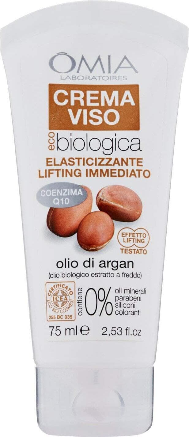 Crema Viso Elasticizzante con Olio di Argan Omia, Idratante e Nutriente, Formato 75ml