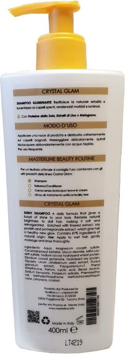 Shampoo Lucidante Masterline Crystal Glam - 400 ml, per Capelli Brillanti e Sani