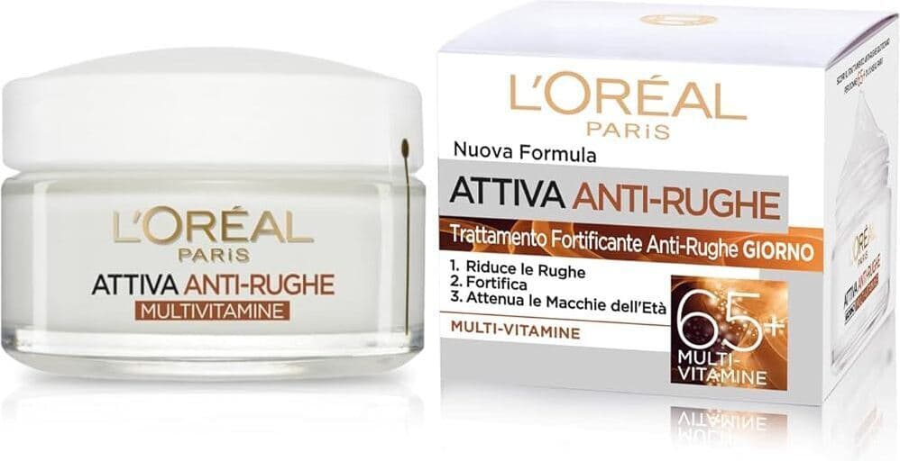 2 X Crema Antirughe Fortificante Multivitamine L'Oreal 65+ 50 ml Vaso