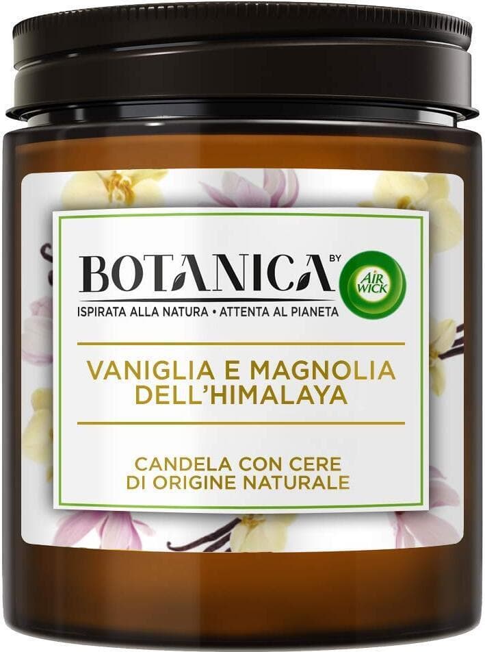Candela Profumata Botanica by Air Wick, Vaniglia e Magnolia dell'Himalaya, 205g - Aroma Intenso e Naturale