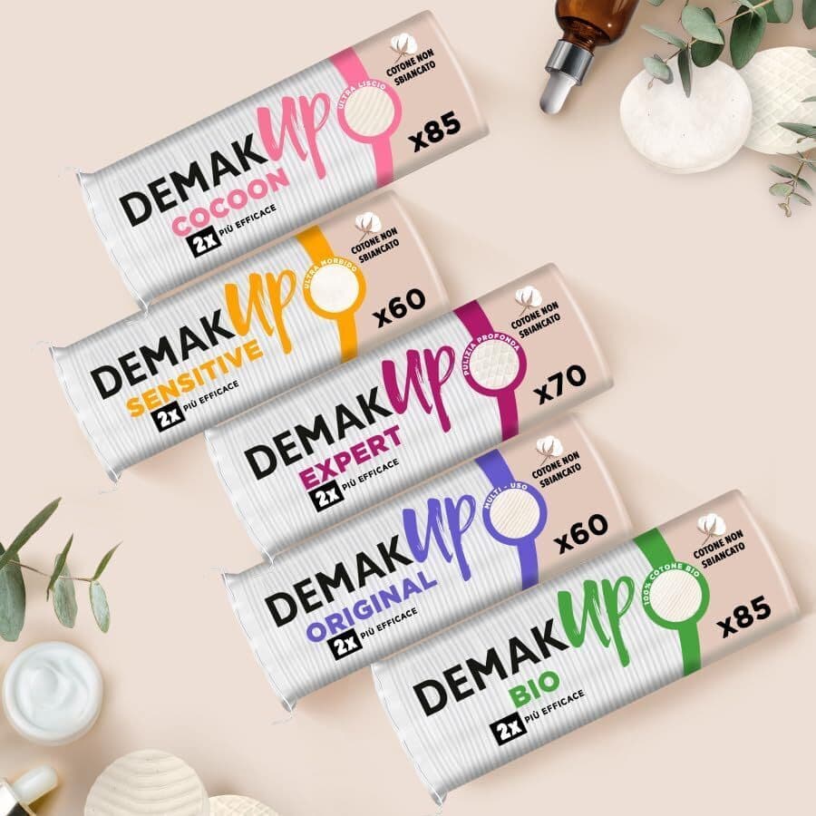 Dischetti Struccanti Ovali Demak'up Sensitive per Pelli Delicate, Confezione da 48 Pezzi