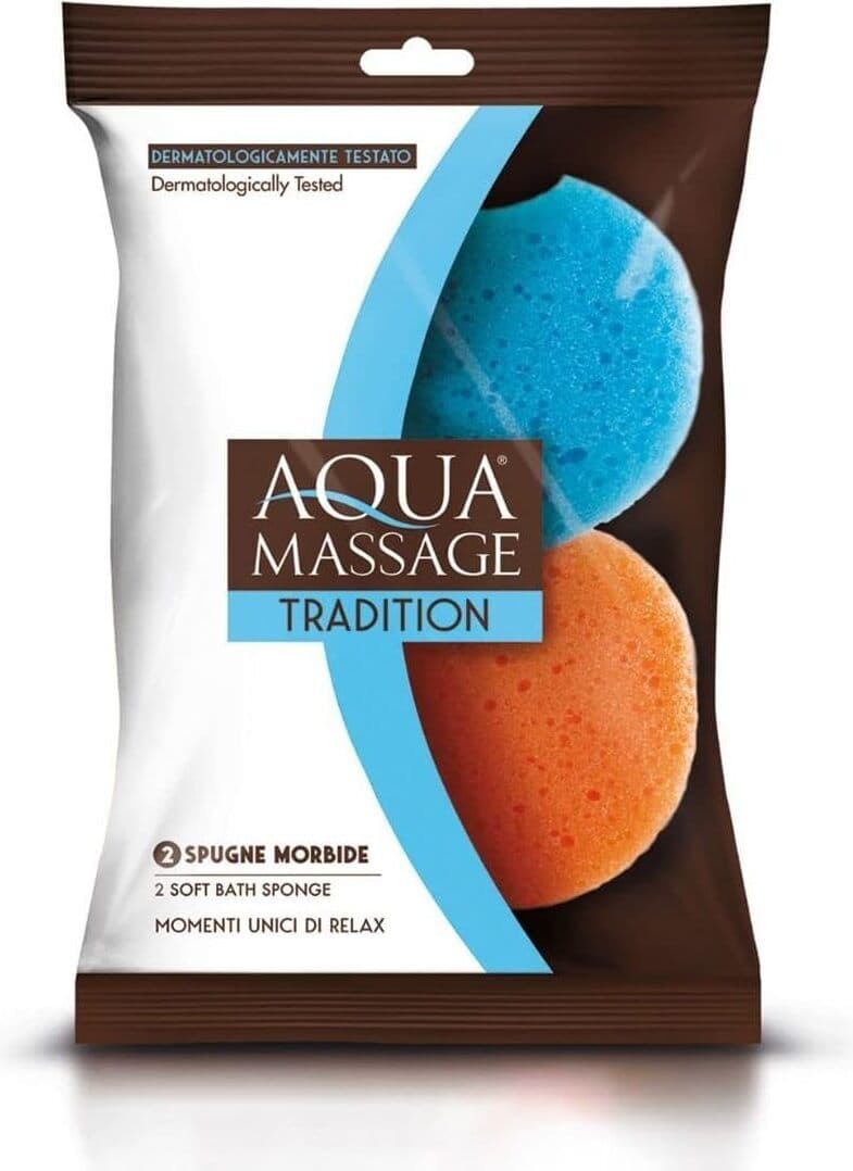 Spugne Morbide Aqua Massage Tradition 2 - Confezione da 2 Spugne Idratanti per Massaggio