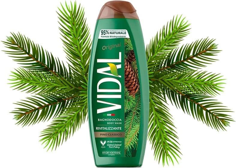 6 X Bagnoschiuma Vidal Original Pino Classico 500ml - Formula Rivitalizzante, Fragranza Pino, Dermatologicamente Testato