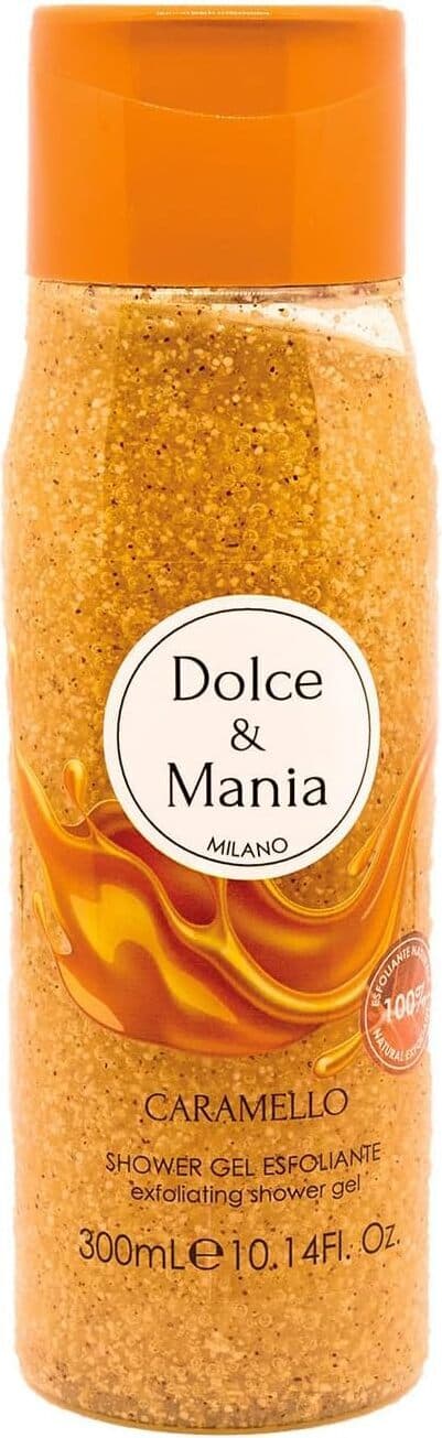 Gel Doccia Esfoliante DOLCE & MANIA | Scrub Caramello 300ml - Profumo da Donna Delicato, Idratante e Lussuoso, Pelle Morbida e Profumata con Note di Caramello