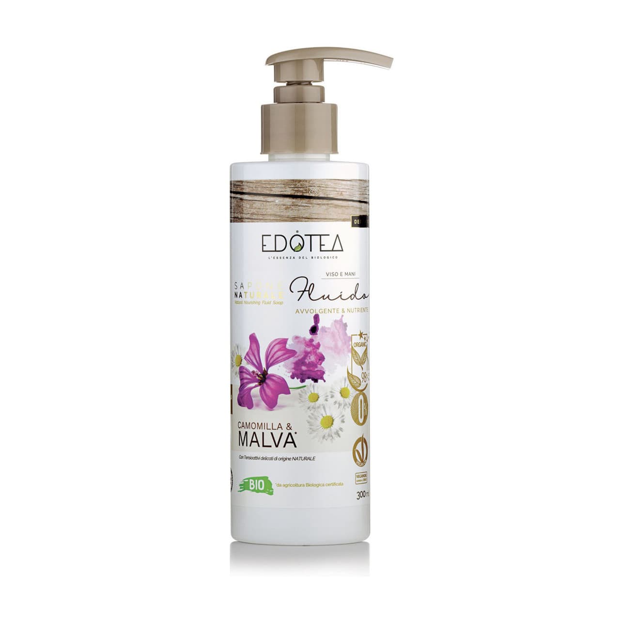 Sapone Liquido Naturale Malva e Camomilla 300ml - Confezione da 12 Pezzi - Idratante e Lenitivo