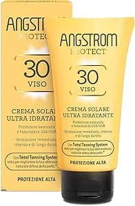 ANGSTROM Protect Crema Solare Viso SPF 30, Stimola la Produzione di Melanina con il Total Tanning System, con Filtri Solari UVA/UVB, Molto Resistente all'Acqua, Dermatogicamente Testato, 50 ml