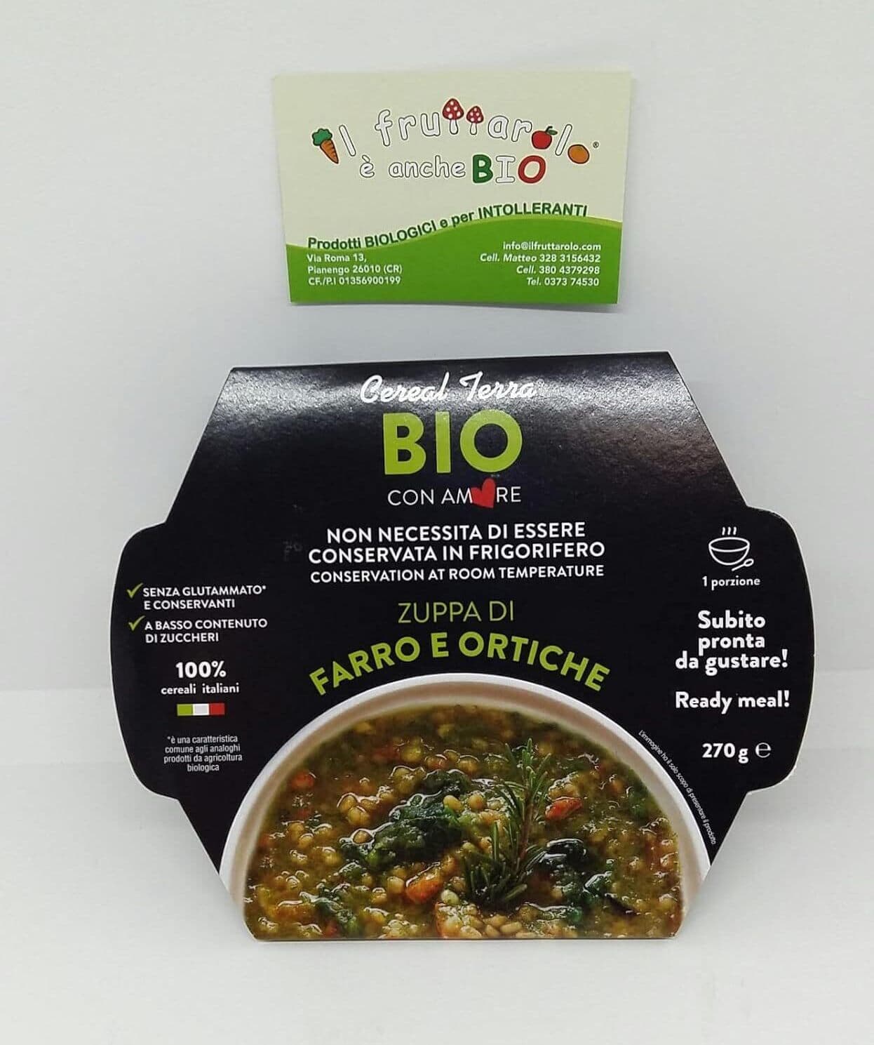 Zuppa Bio di Farro e Ortiche Cereal Terra - Ricco Contenuto di Fibre - 270g