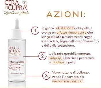 Crema di Cupra viso acido ialuronico siero 30ml con contagocce