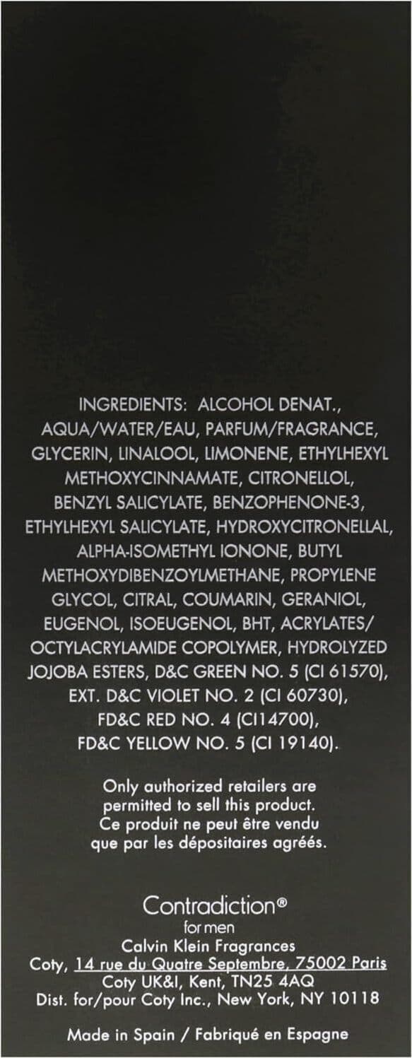 Calvin Klein Contradiction Eau de Toilette 100ml Spray Unisex