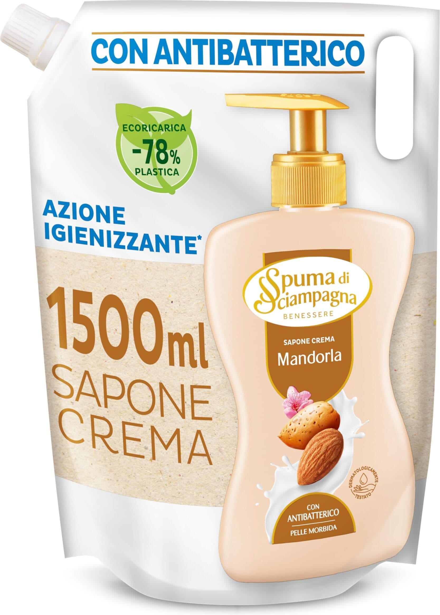 Shampoo Liquido Sciampagna 1500 ml con Latte di Mandorla e Burro di Karité - Ecoricarica