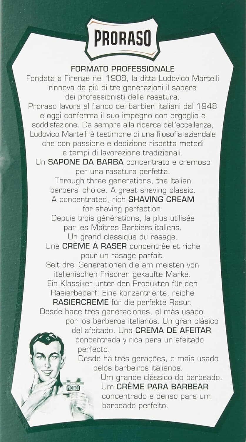 3 X Sapone da Barba Proraso C. Barba - 500 ml - Rinfrescante e Tonificante - Ideale per la Rasatura quotidiana