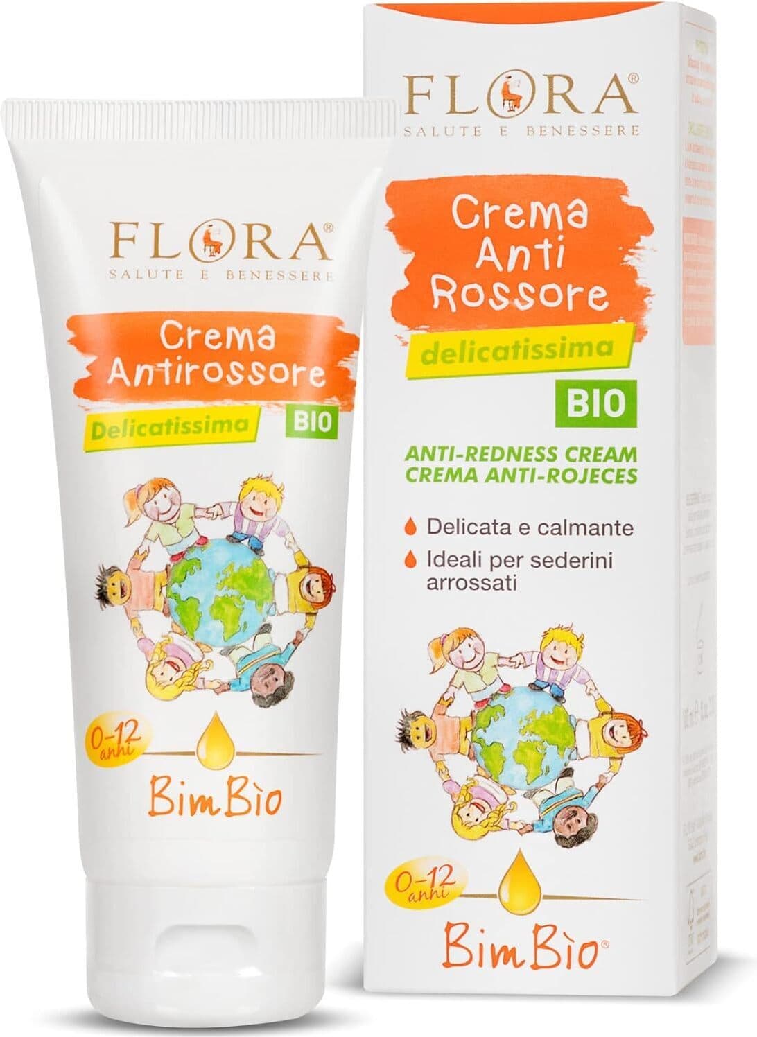 Crema Antirossore Flora Bimbìo 100 Ml Bio-Bdih - Crema Delicata Calmante Emolliente Lenitiva per Sederini Arrossati con Estratti e Oli Vegetali Naturali