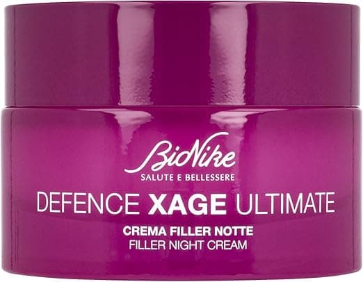 Bionike Defence Xage Ultimate - Crema Viso Filler Notte Anti Age, per Pelli Sensibili e Intolleranti, Contrasta le Rughe Profonde e Ripara la Cute, Dona Elasticità e Tonicità, 50 ml