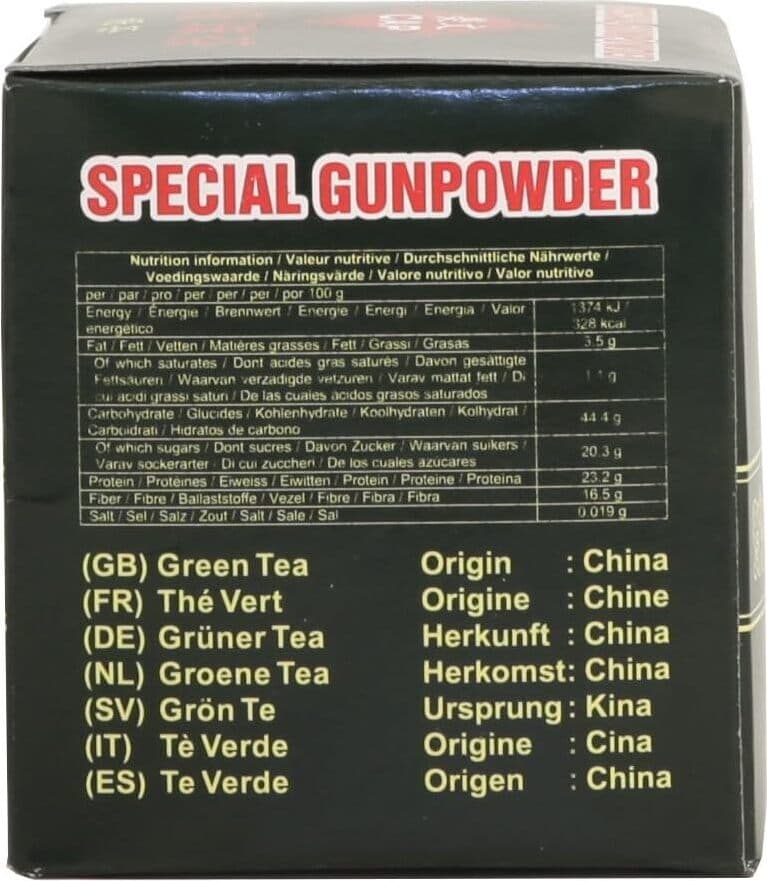 Tè Verde Gunpowder in Foglie Naturali - Confezione da 125g - Antiossidante ed Energizzante