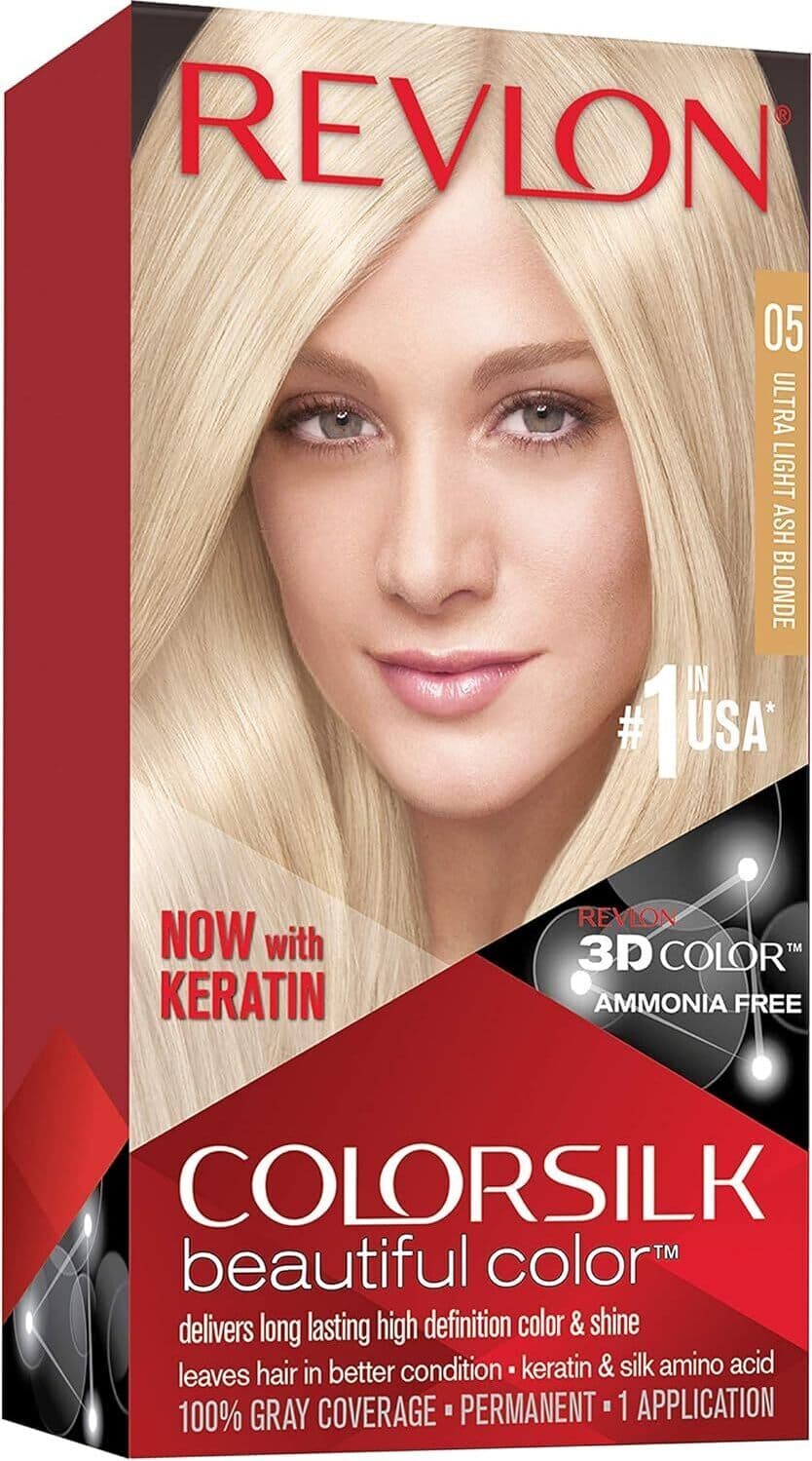 Tinta per Capelli Revlon Colorsilk, Numero 05 Biondo Cenere Chiarissimo, Colore Duraturo e Luminoso, AmV