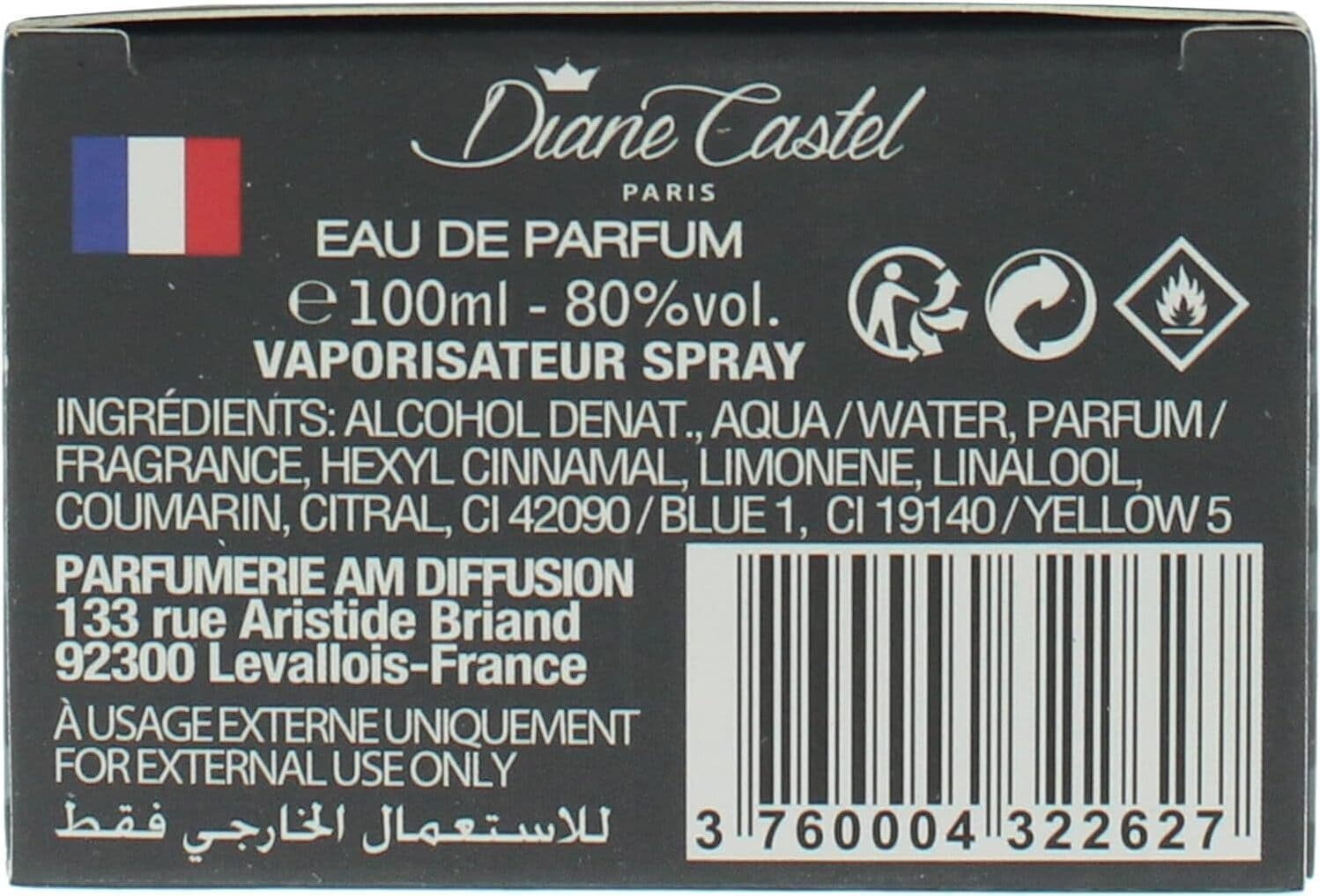 Eau de Parfum Homme Diane Castel Oratorio, 100 ml - Profumo Maschile Elegante