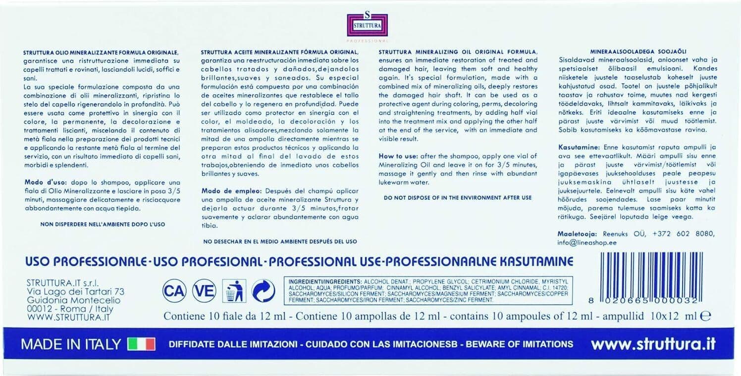 Olio per Capelli - Struttura Fiale Fortificanti 10 x 12ML - Trattamento Intensivo Capillare