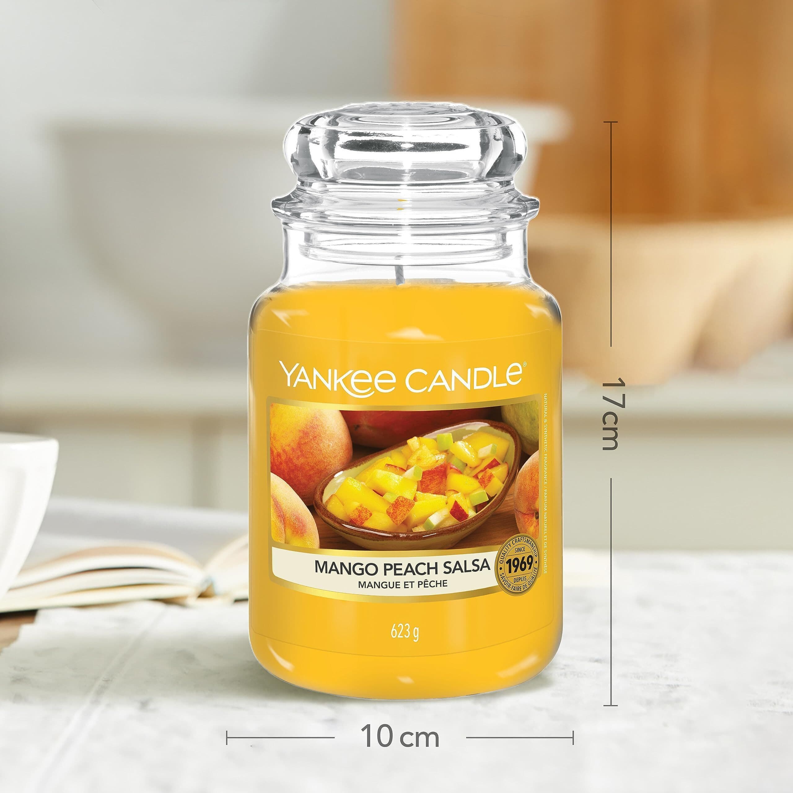 CANDELA YANKEE CANDLE 623 GR. CLASSIC LARGE JAR MANGO PEACH SALSA X 3 Pezzi