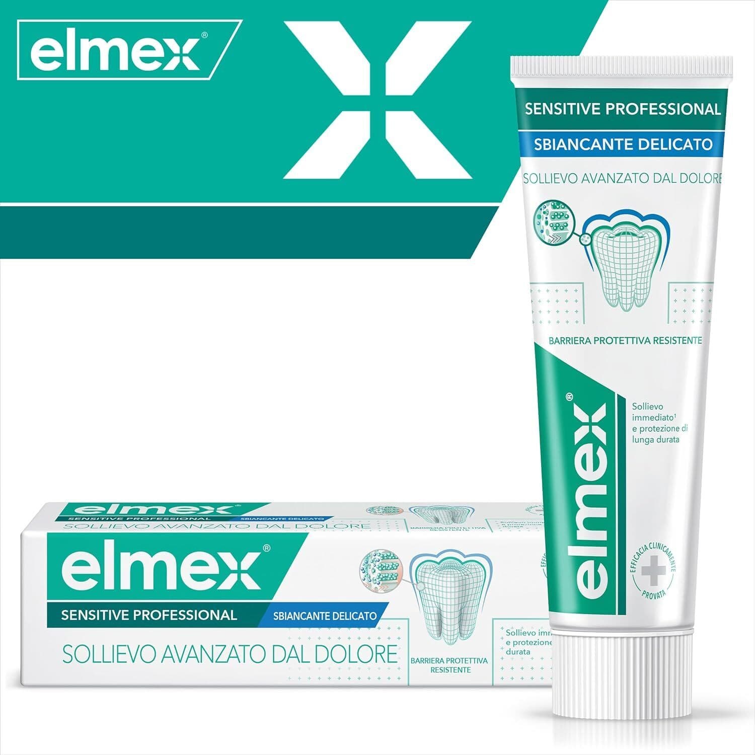 Elmex - Dentifricio Sensitive Professional Whitening 75ml (Consegna in 48 Ore), Dentifricio per Denti Sensibili, Sbianca e Protegge, Dentifricio per Gengive Sensibili, Dentifricio Sbiancante Delicato