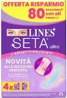 ASSORBENTI GIORNO LINES SETA ULTRA CON ALI - INCASTRO PERFETTO - PACCO SCORTA 80 PEZZI