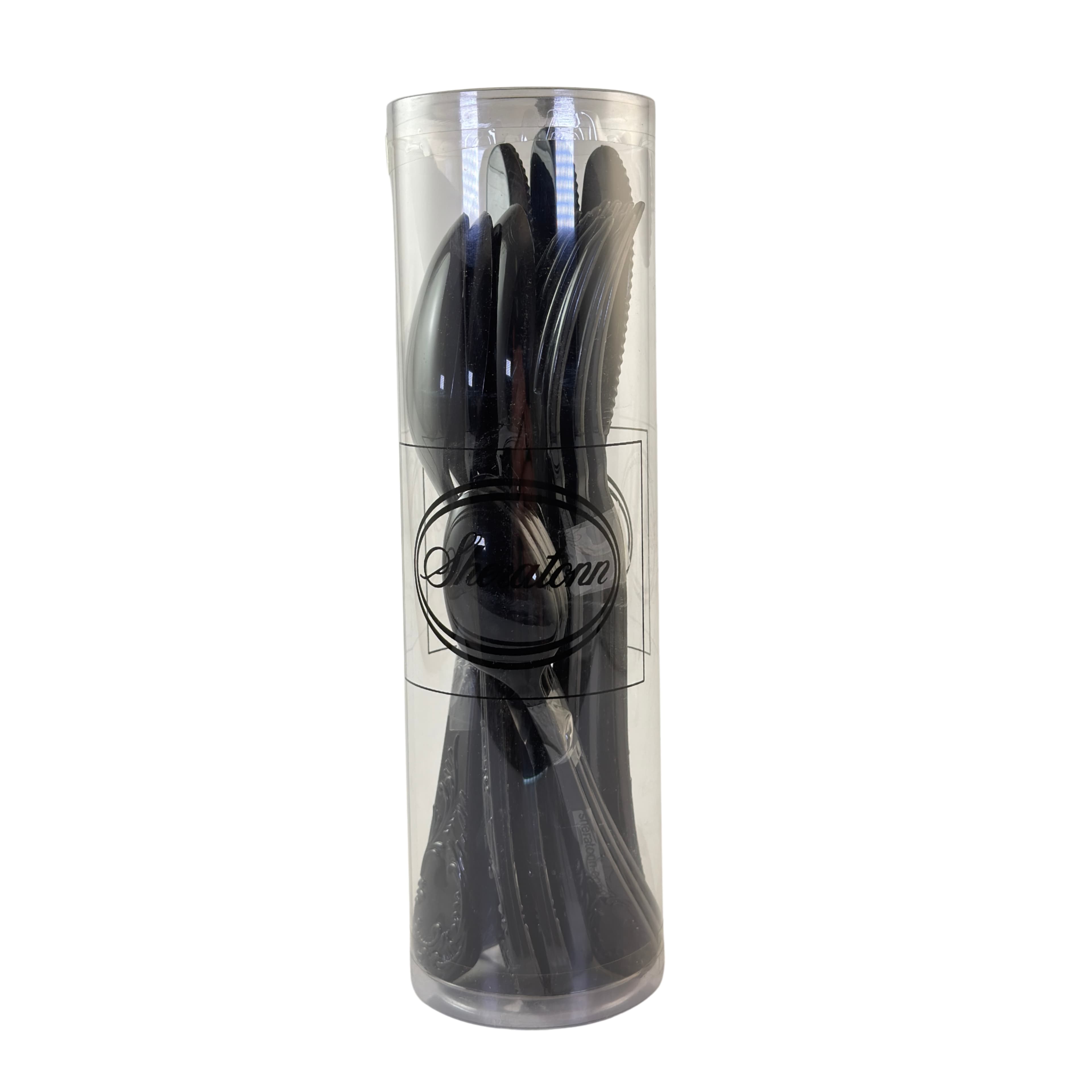 Set 12 Posate Eleganti in Plexiglass Modello Victoria di Colore Nero
