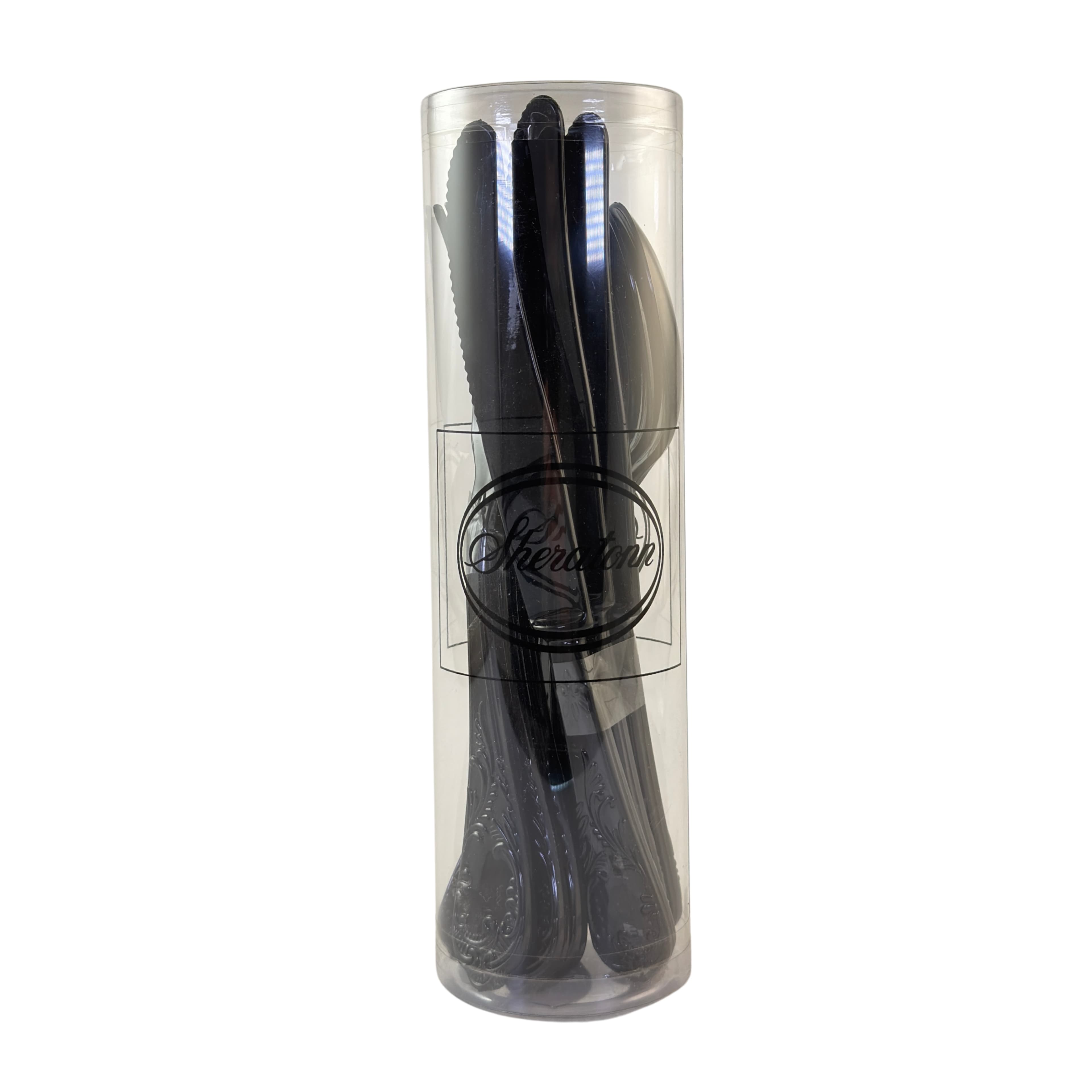 Set 12 Posate Eleganti in Plexiglass Modello Victoria di Colore Nero