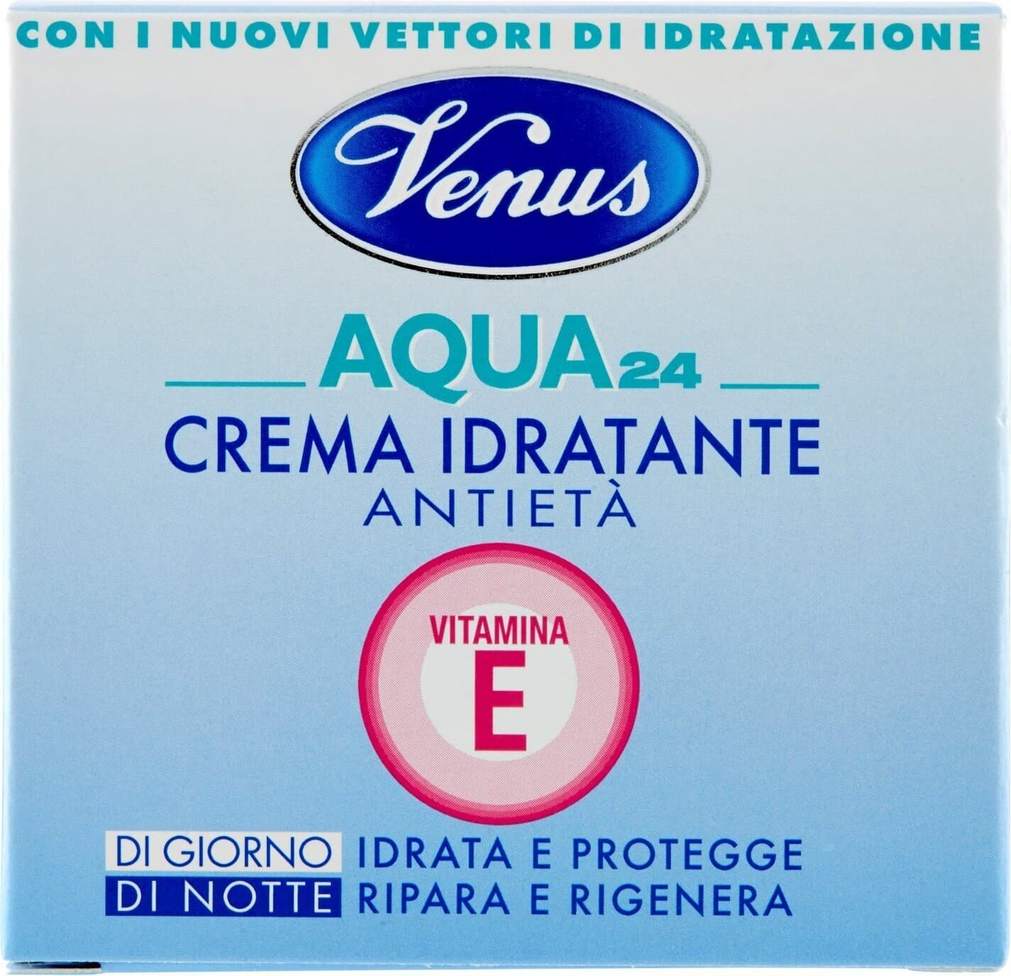 Crema Idratante Nutriente Venus Aqua 24 con Vitamina E e Peptidi, 1000 mg - Protezione e Riparazione 24h per Pelli Secche e Sensibili, 50 ml - Clinicamente Testata