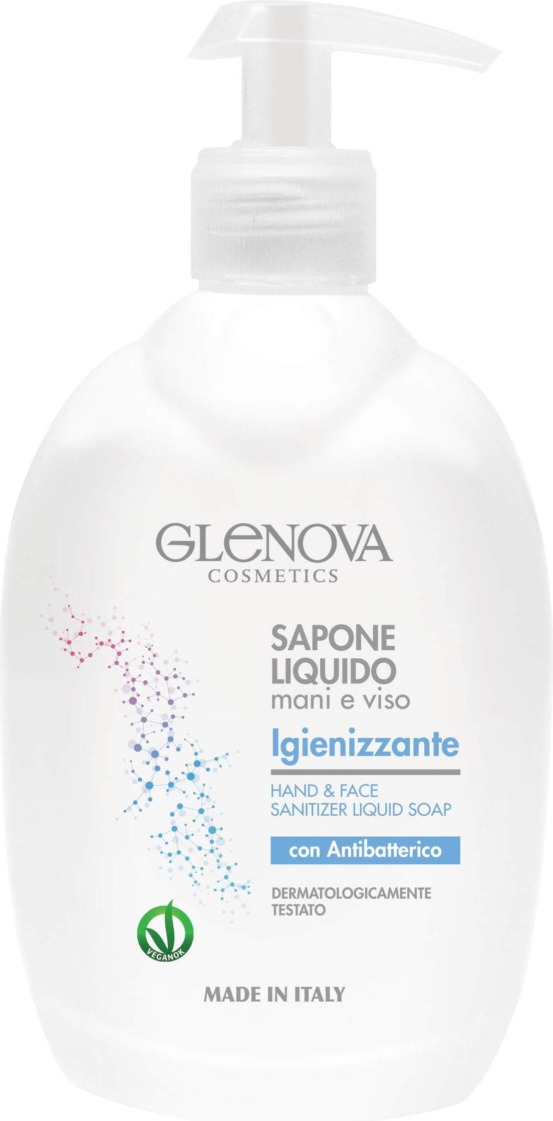 Sapone Liquido Mani e Viso Igienizzante Glenova - Formula Protettiva, 500ml - Elimina Germi e Batteri