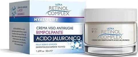 Crema Viso Rimpolpante 50ml con Acido Ialuronico e Retinol Complex - Pacco da 12 Pezzi - Idratazione Intensa Anti-Età