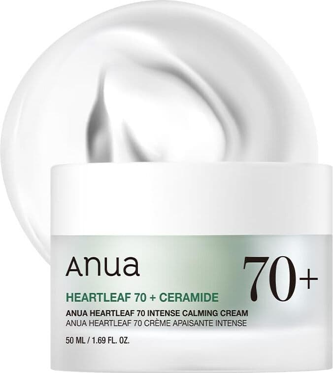 Crema Calmante Intensa ANUA Heartleaf 70 con Ceramide e Pantenolo - Estratto di Heartleaf per Cura della Pelle Coreana - Idratante e Riparatrice (50ml / 1.69 Fl. Oz)