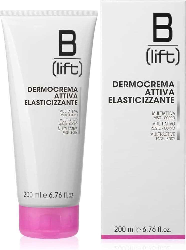 Crema Elasticizzante Viso e Corpo Blift Dermocrema Attiva, Formulata con Olio di Meadowfoam, Olio di Mandorle Dolci, Olio di Argan, Estratto di Vinaccioli e Vitamina E, Ideale per Pelli Sensibili, Confezione da 200 ml - Pacco da 5 Pezzi