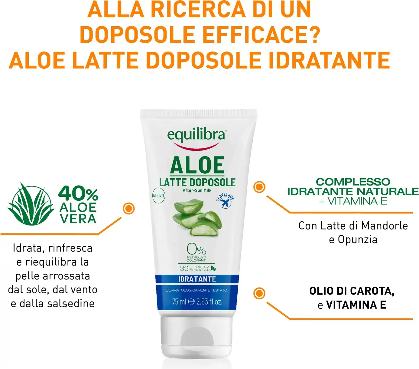 Gel Doposole con Aloe Vera Equilibra 150ml - Effetto Calmante e Idratante
