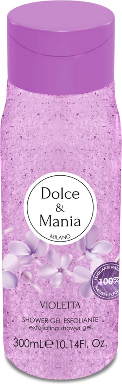 Gel Doccia Esfoliante DOLCE & MANIA Violetta | 300ml - Scrub Corpo Idratante con Fragranza di Violetta, Rimuove le Cellule Morte per una Pelle Morbida e Profumata