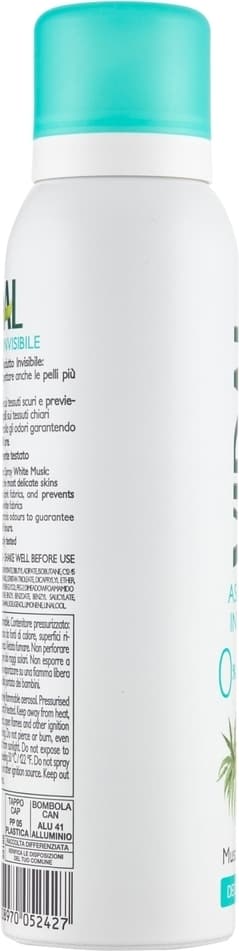 Deodorante Spray Vidal Invisibile Asciutto Senza Alcool 48h Fragranza Muschio Bianco 150ml